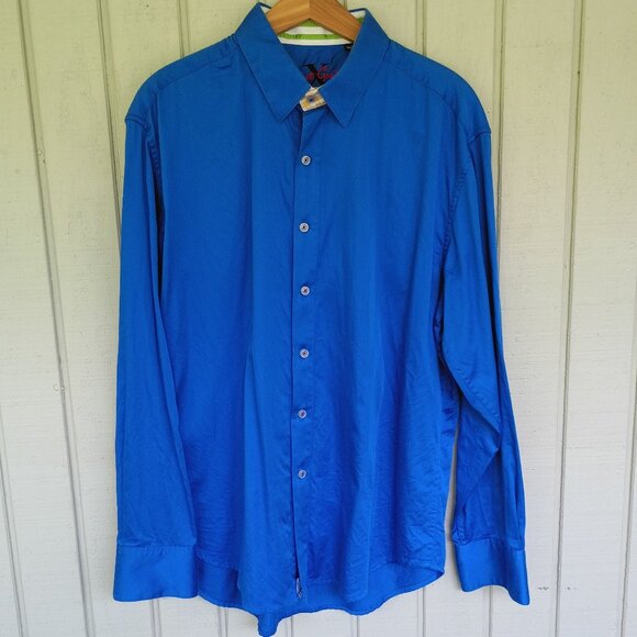 Robert Graham Men’s Long Sleeve Blue Dress Shirt Sz X Large - Picture 1 of 9